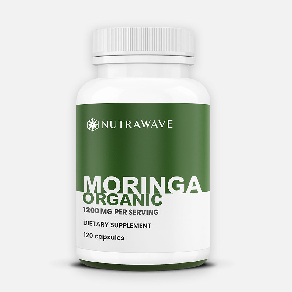 Nutrawave Organic Moringa Leaf 1200mg capsules bottle — superfood immune support supplement