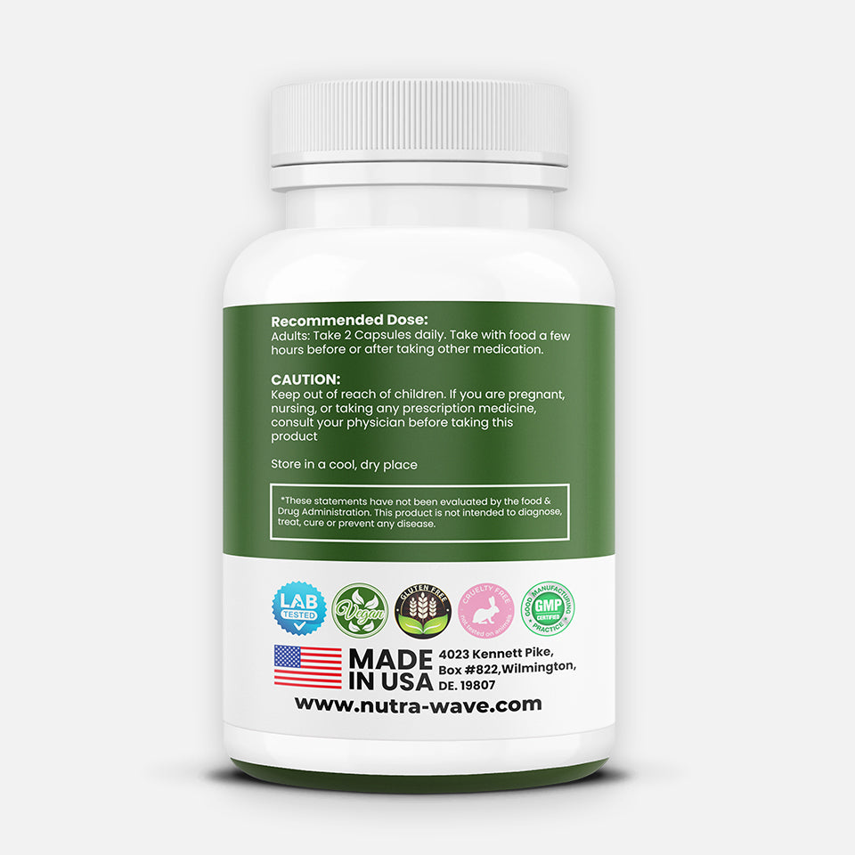 Nutrawave Organic Moringa Leaf 1200mg capsules — supplement facts panel