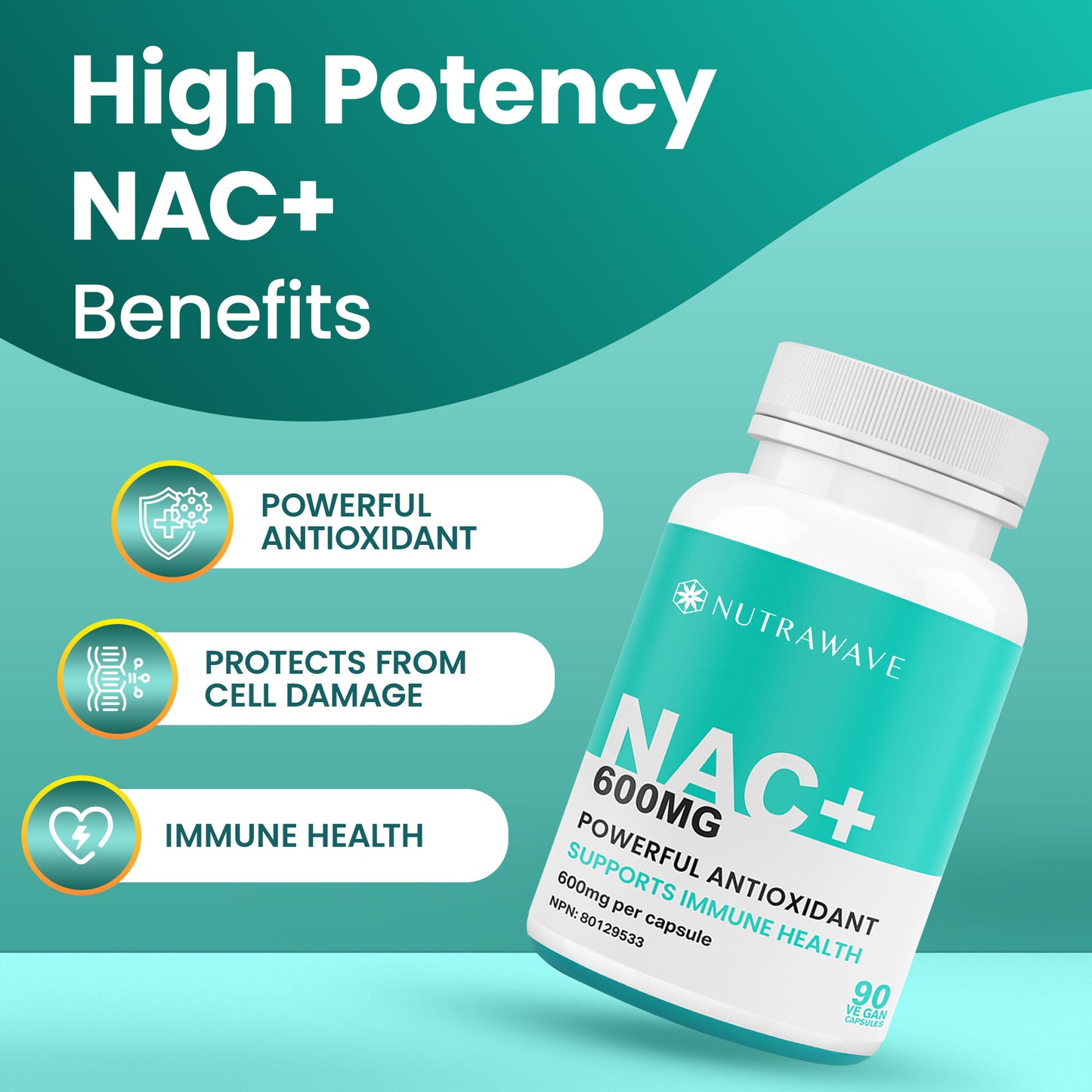 
                  
                    NAC (N-Acetyl-l-Cysteine) - 600mg
                  
                
