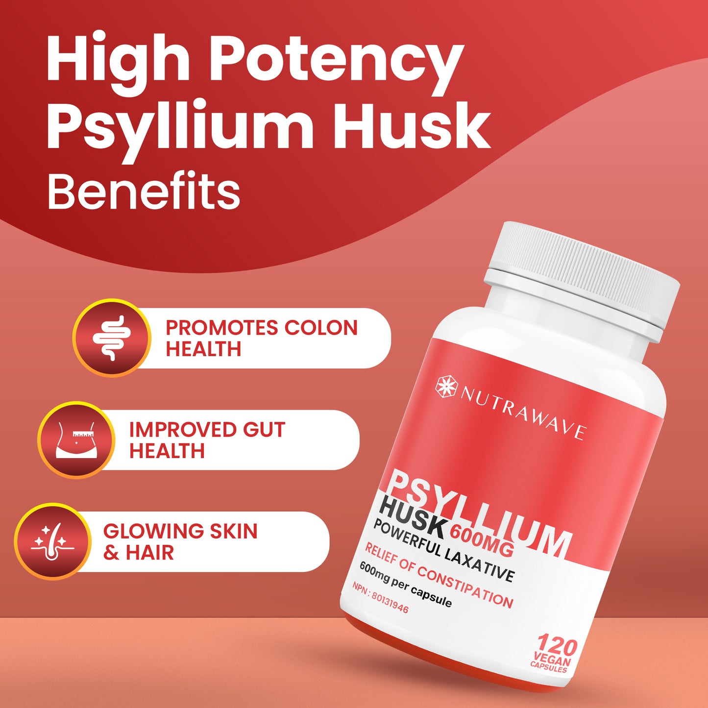 
                  
                    Psyllium Husk Fiber Capsules - 600mg
                  
                