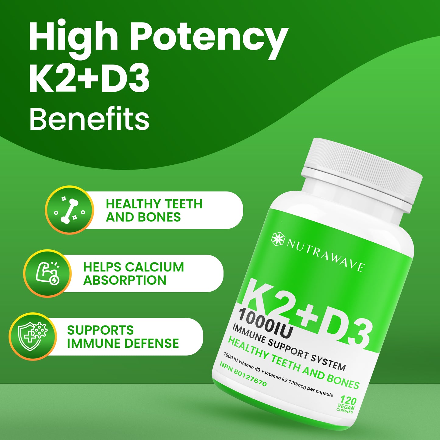 
                  
                    Vitamin D3 + K2 Capsules - 1000IU
                  
                