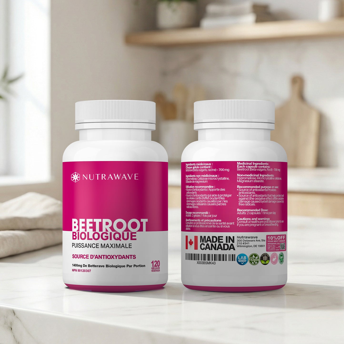 
                  
                    Nutrawave Organic Beetroot 1400mg capsules — third-party tested quality
                  
                