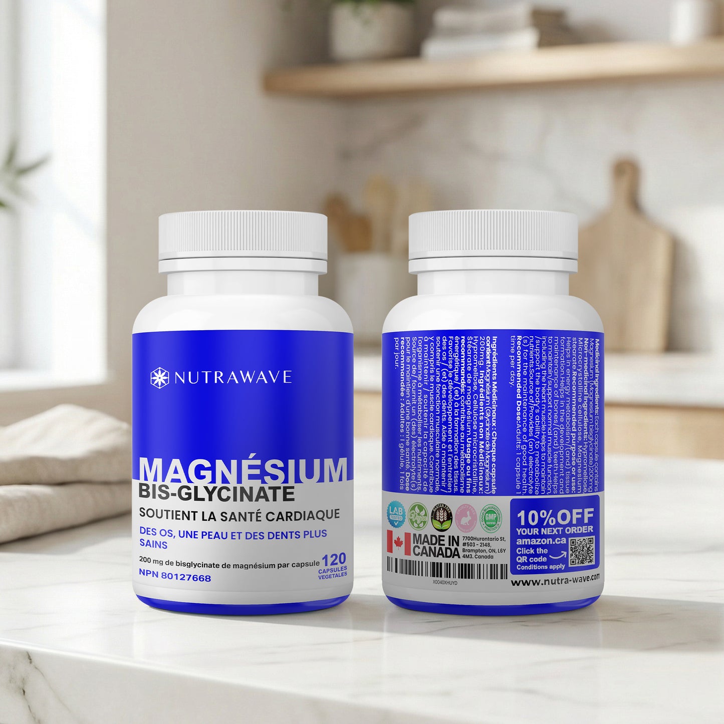 
                  
                    Nutrawave Magnesium Bisglycinate 200mg capsules — third-party tested quality
                  
                