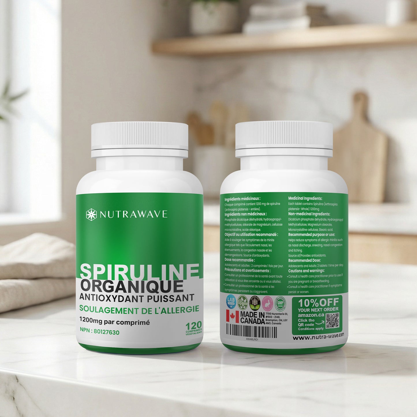 
                  
                    Organic Spirulina Tablet - 1200mg (per tablet)
                  
                