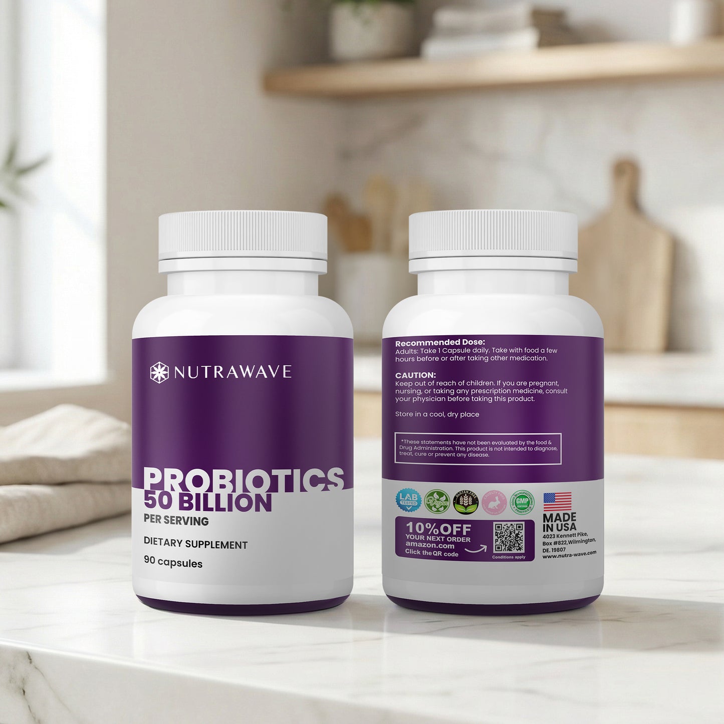 
                  
                    Nutrawave Probiotics 50 Billion 15-Strain capsules — brand quality
                  
                