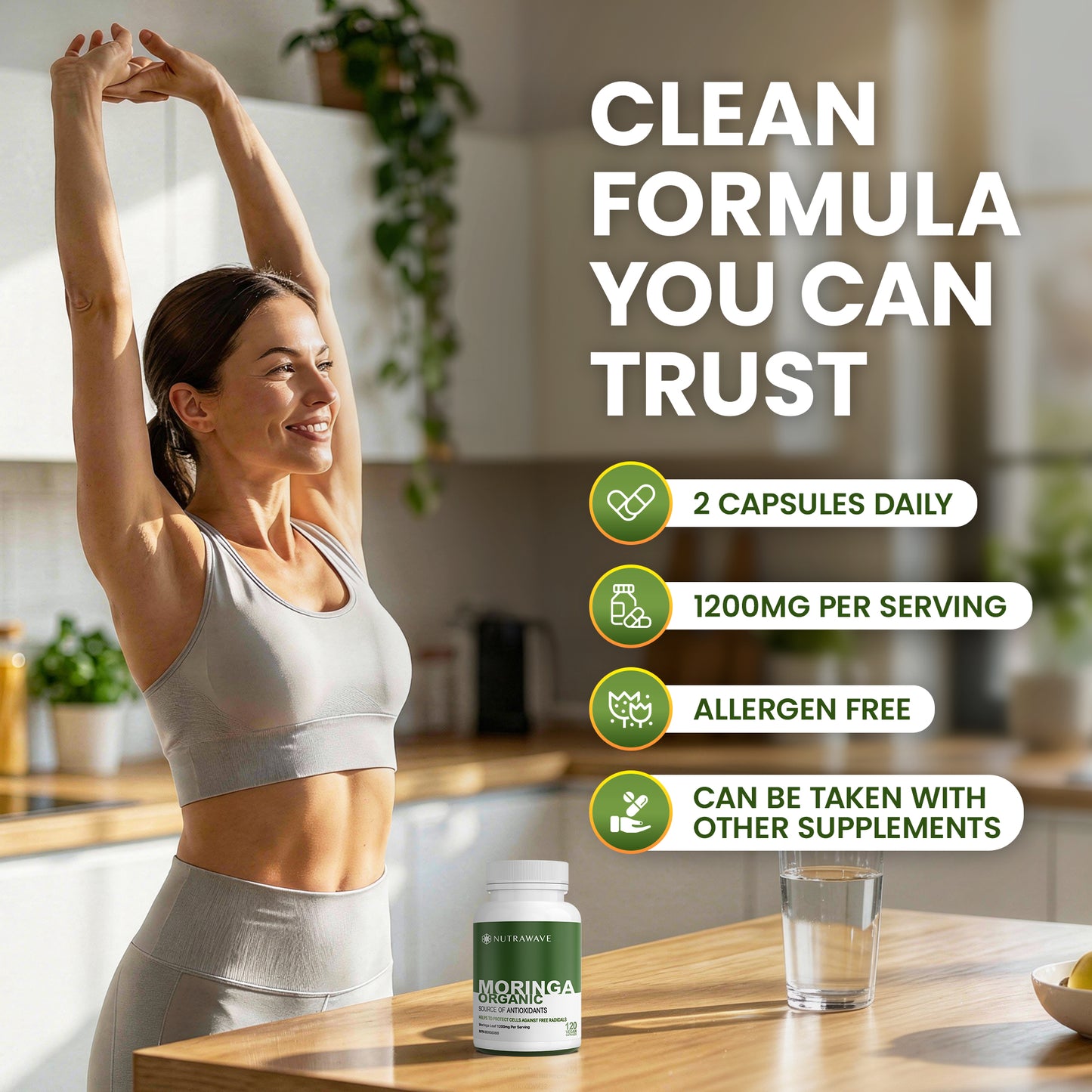 
                  
                    Organic Moringa Leaf Capsules - 1200mg
                  
                