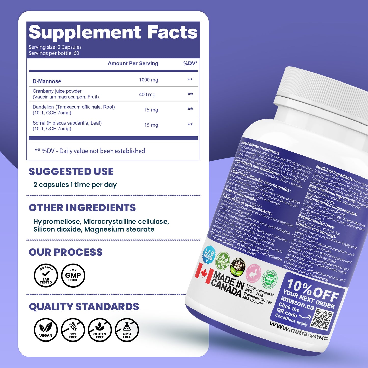 
                  
                    D-Mannose + Cranberry Capsules – 1000mg
                  
                