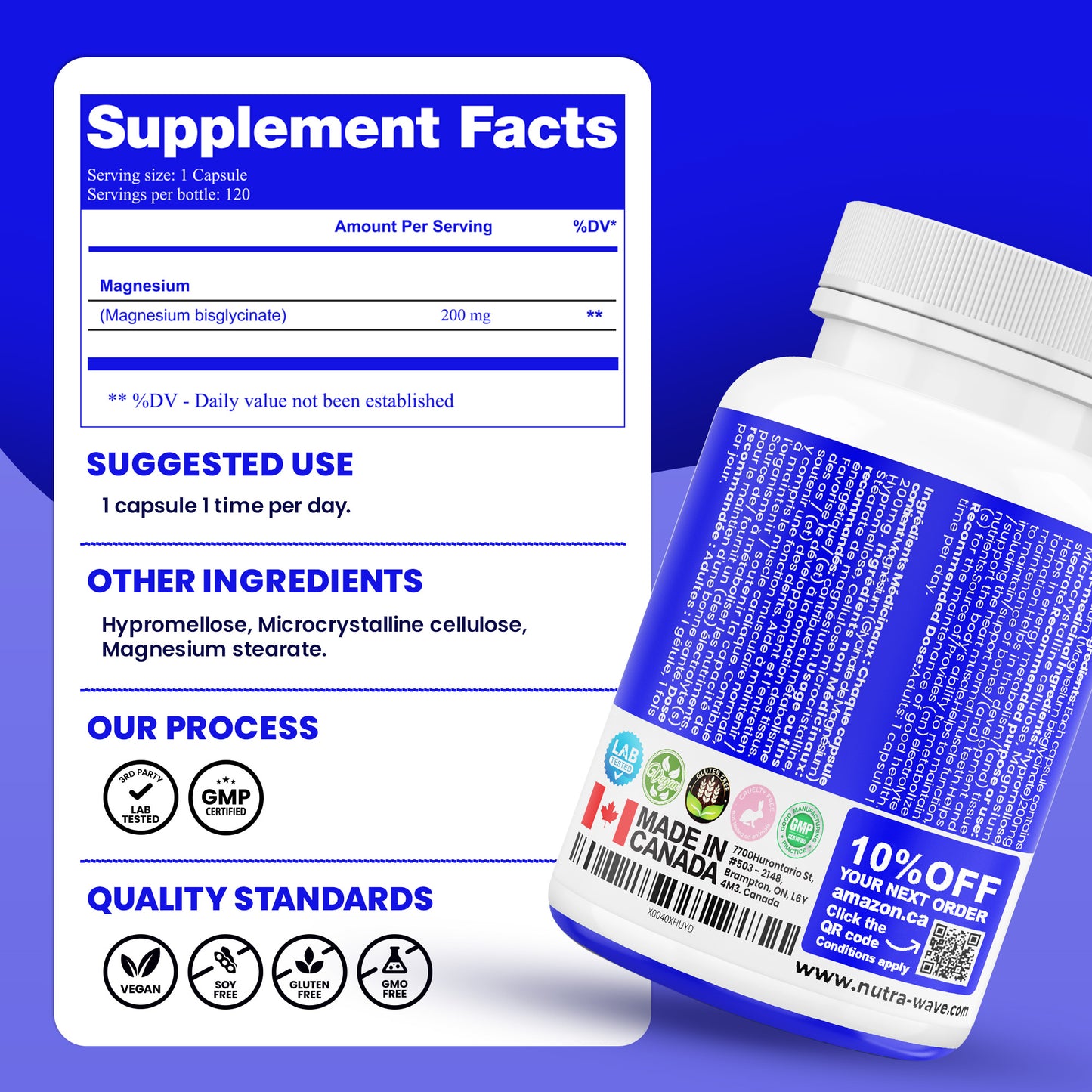 
                  
                    Nutrawave Magnesium Bisglycinate 200mg capsules — quality and certifications
                  
                