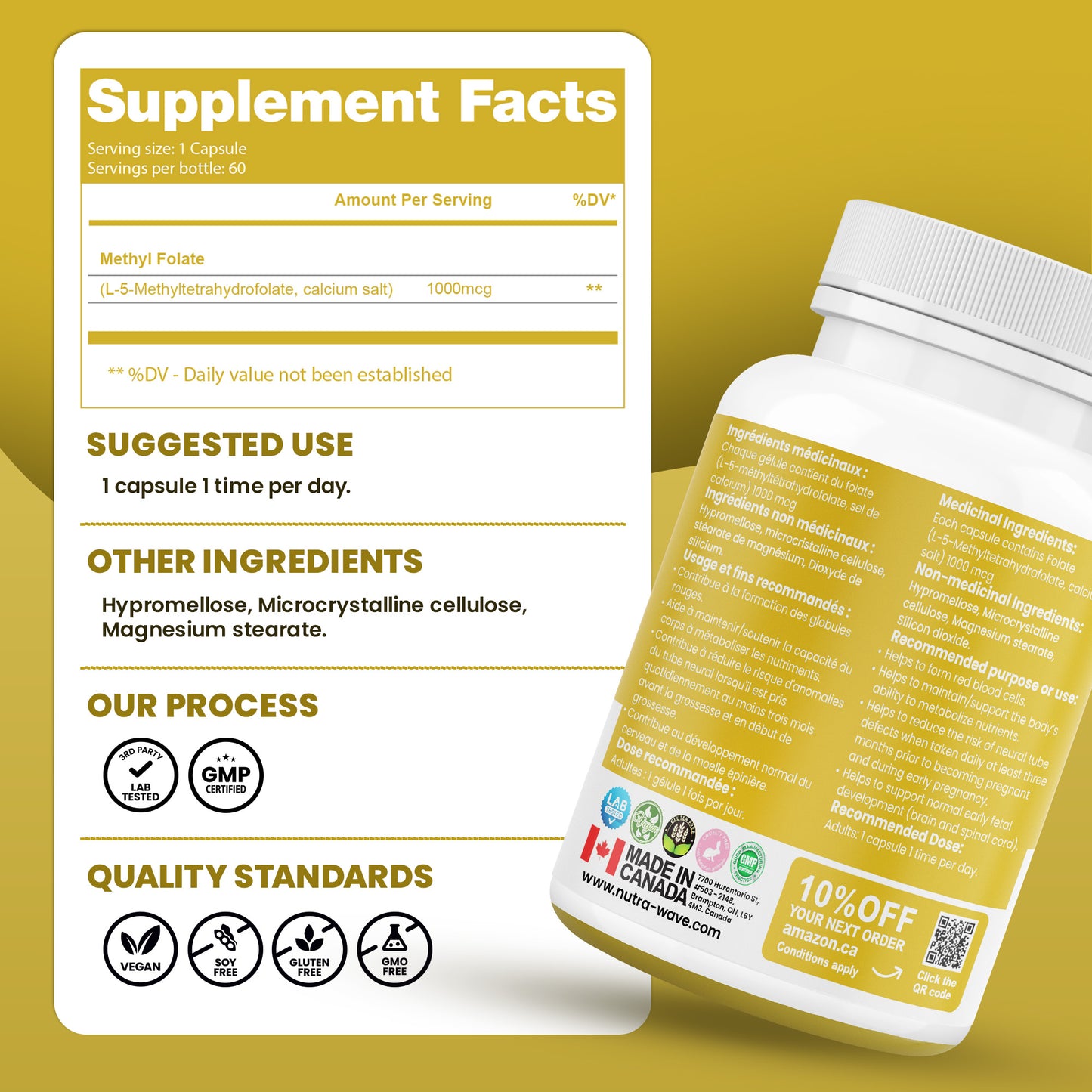 
                  
                    Nutrawave Methyl Folate 5-MTHF 1000mcg capsules — quality and certifications
                  
                