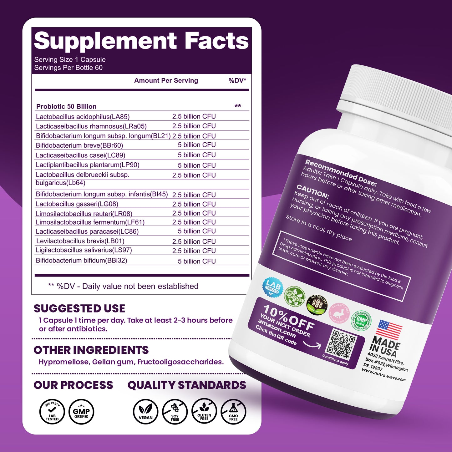 
                  
                    Nutrawave Probiotics 50 Billion 15-Strain capsules — quality and certifications
                  
                