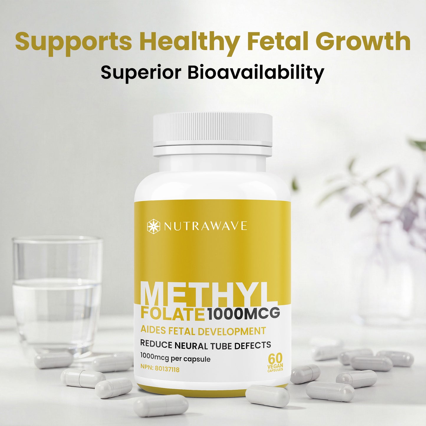 
                  
                    Nutrawave Methyl Folate 5-MTHF 1000mcg capsules — suggested use
                  
                