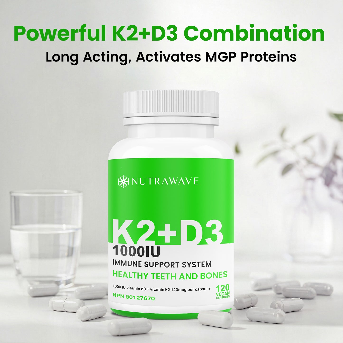 
                  
                    Nutrawave Vitamin D3 plus K2 1000IU capsules — suggested use
                  
                