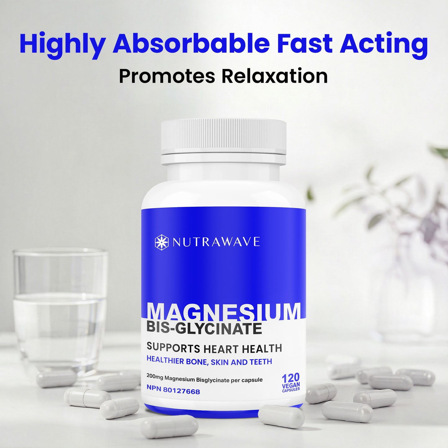 
                  
                    Nutrawave Magnesium Bisglycinate 200mg capsules — suggested use
                  
                