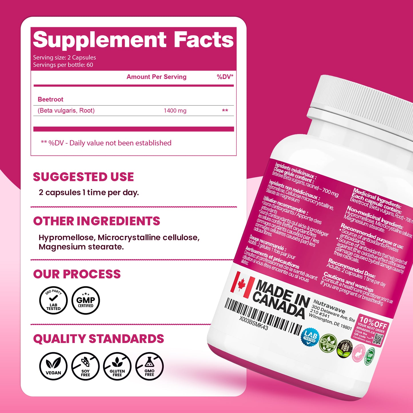 
                  
                    Nutrawave Organic Beetroot 1400mg capsules — suggested use
                  
                