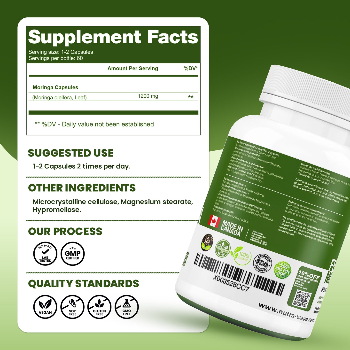 
                  
                    Organic Moringa Leaf Capsules - 1200mg
                  
                