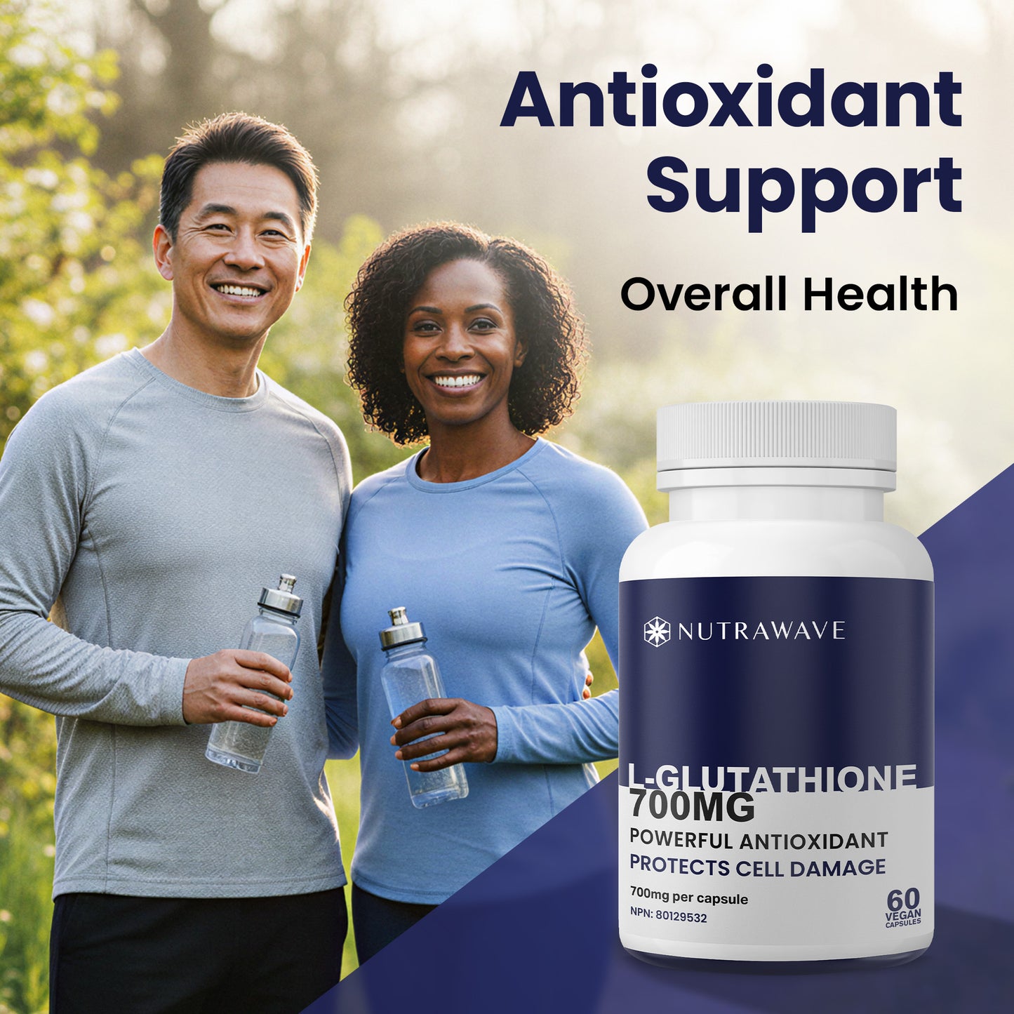
                  
                    Nutrawave L-Glutathione 700mg capsules — vegan non-GMO formula
                  
                