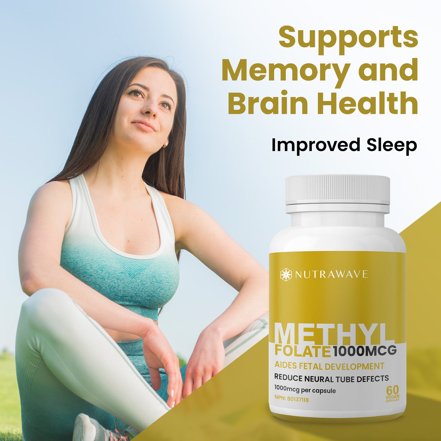 
                  
                    Nutrawave Methyl Folate 5-MTHF 1000mcg capsules — vegan non-GMO formula
                  
                
