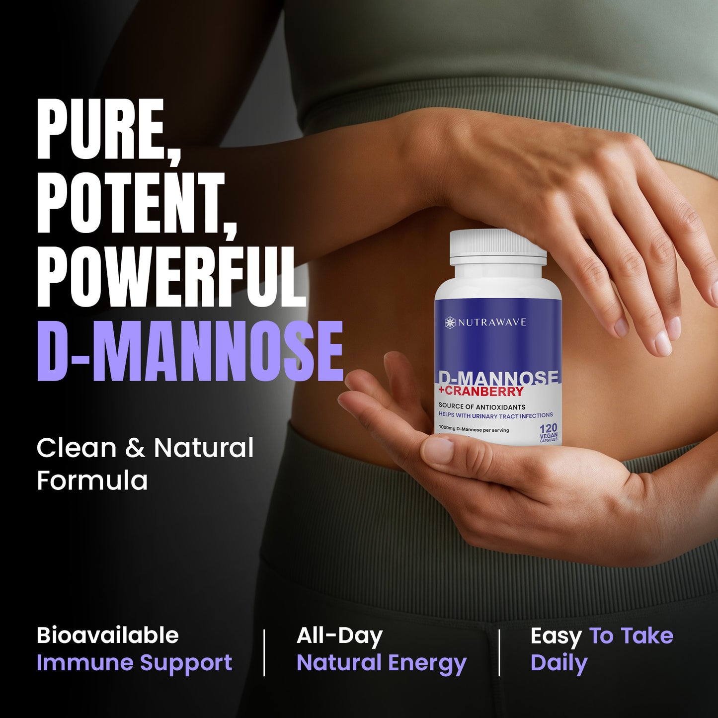 
                  
                    D-Mannose + Cranberry Capsules – 1000mg
                  
                