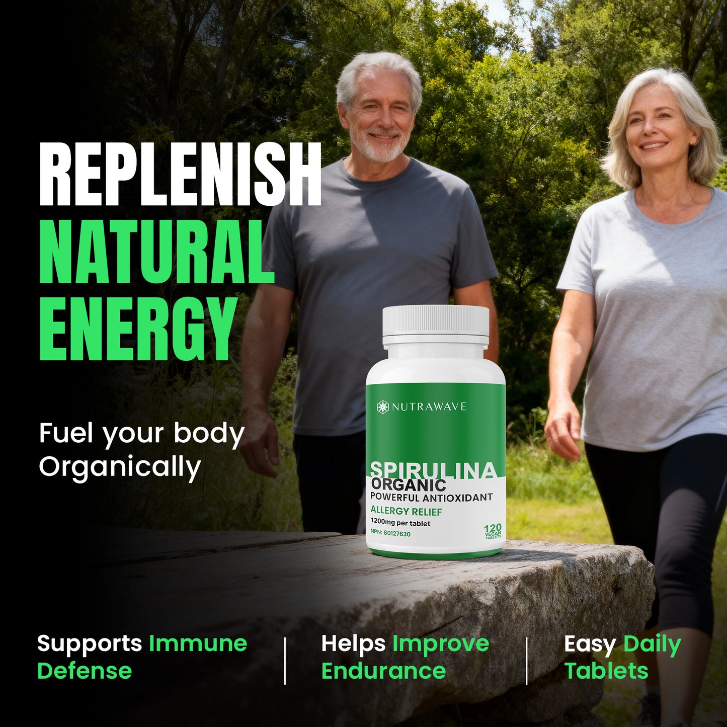 
                  
                    Organic Spirulina Tablet - 1200mg (per tablet)
                  
                