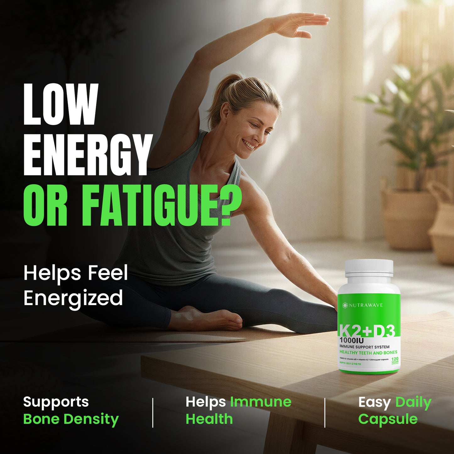 
                  
                    Nutrawave Vitamin D3 plus K2 1000IU capsules — product details
                  
                
