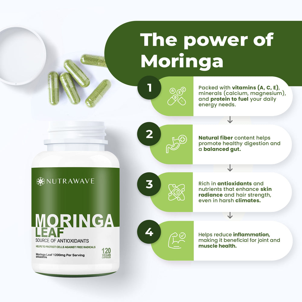 
                  
                    Organic Moringa Leaf Capsules - 1200mg
                  
                