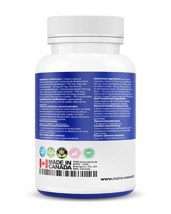 Nutrawave Vitamin B-Complex 100 capsules — supplement facts panel