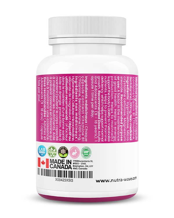 Nutrawave Benfotiamine 100mg capsules — supplement facts panel