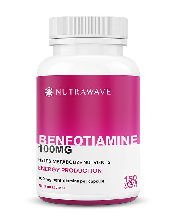 Nutrawave Benfotiamine 100mg capsules bottle — nerve and blood sugar support supplement