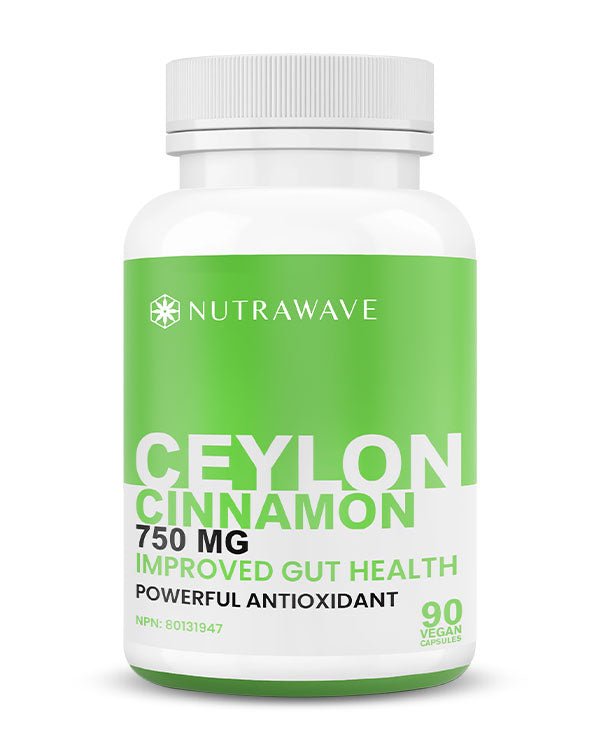 Nutrawave Ceylon Cinnamon 750mg capsules bottle — healthy blood sugar supplement