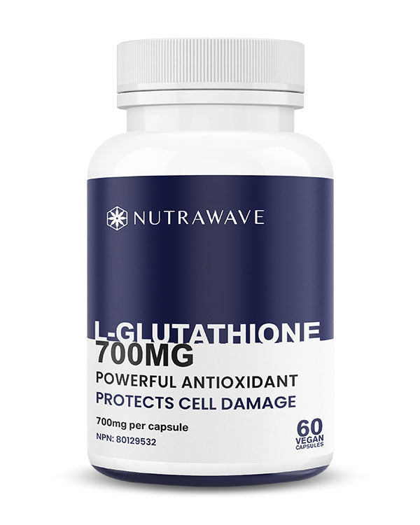 Nutrawave L-Glutathione 700mg capsules bottle — skin and detox antioxidant supplement