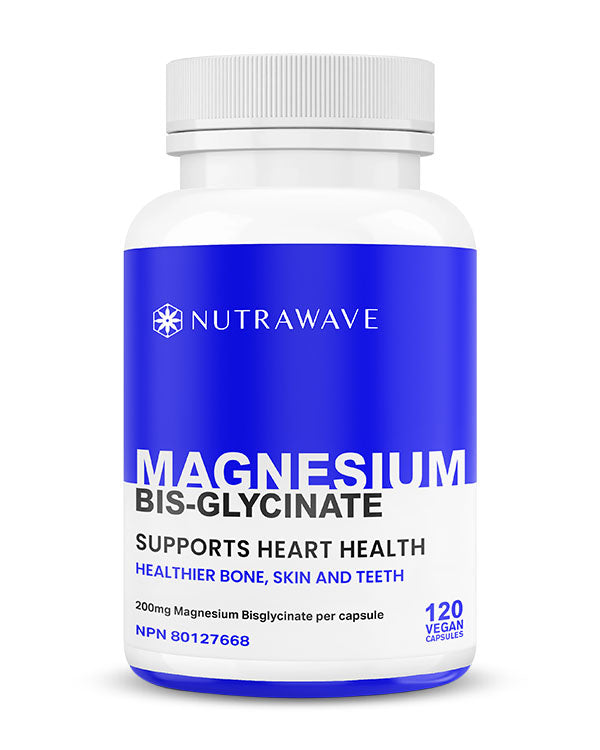 Nutrawave Magnesium Bisglycinate 200mg capsules bottle — sleep and muscle relaxation supplement