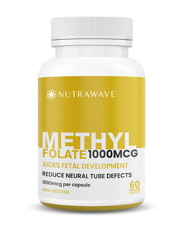 Nutrawave Methyl Folate 5-MTHF 1000mcg capsules bottle — prenatal and methylation support supplement