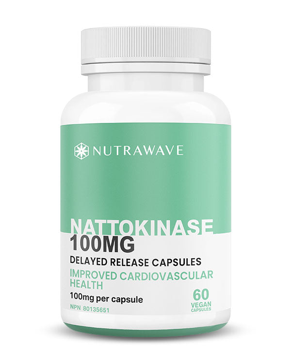 Nutrawave Nattokinase 100mg capsules bottle — circulation and heart health supplement