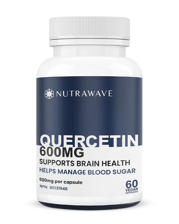 Nutrawave Quercetin 600mg capsules bottle — immune and antioxidant support supplement